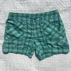 The North Face Blue and Green Plaid Cargo Shorts, 6